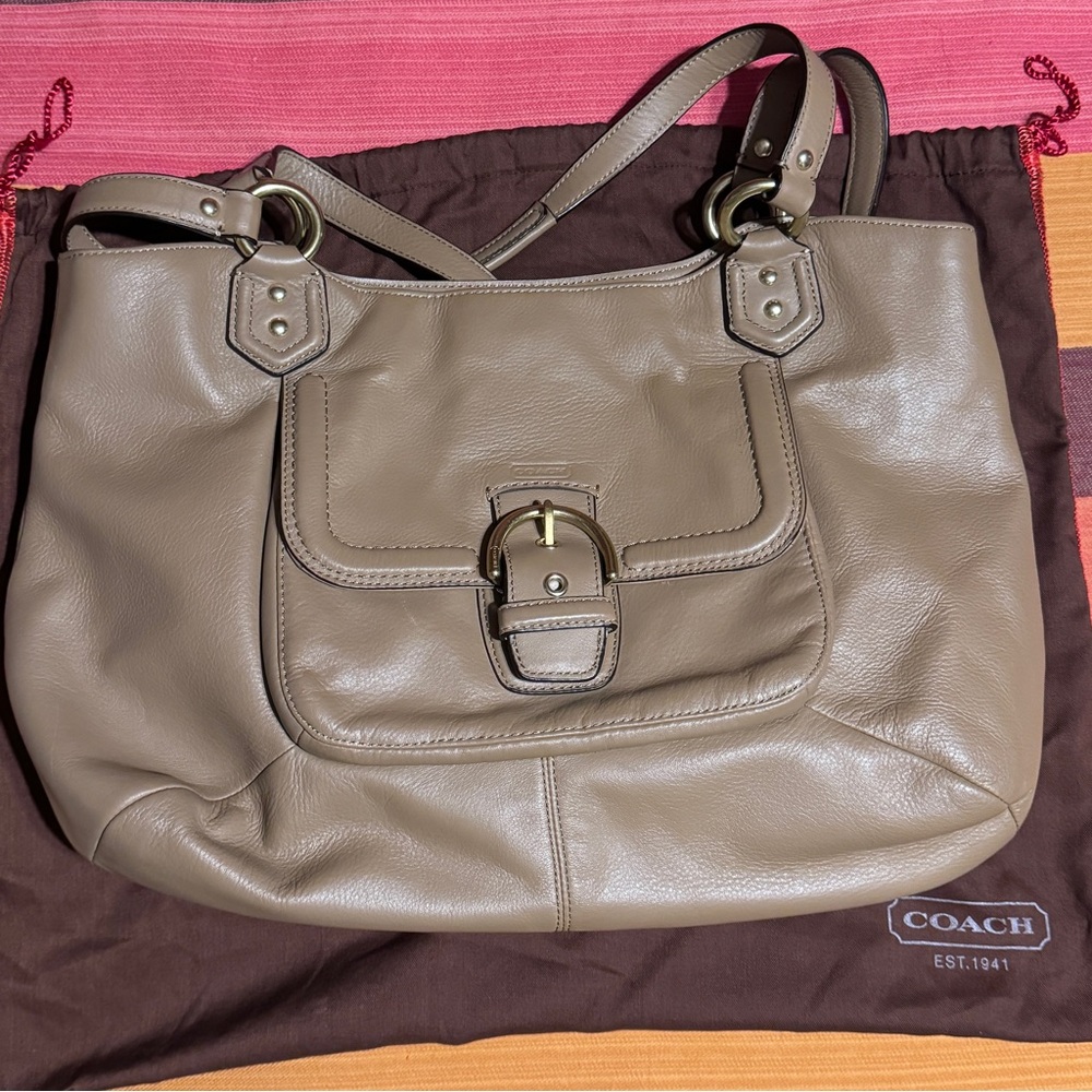 Genuine Leather Nude Coach  Campbell Shoulder Bag